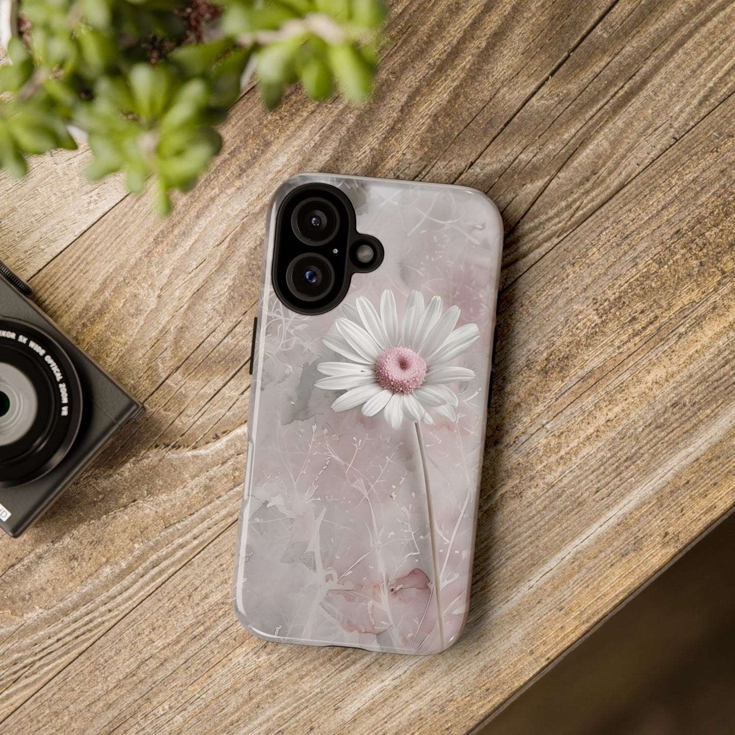 Floral Tough Phone Case - Elegant Daisy Design