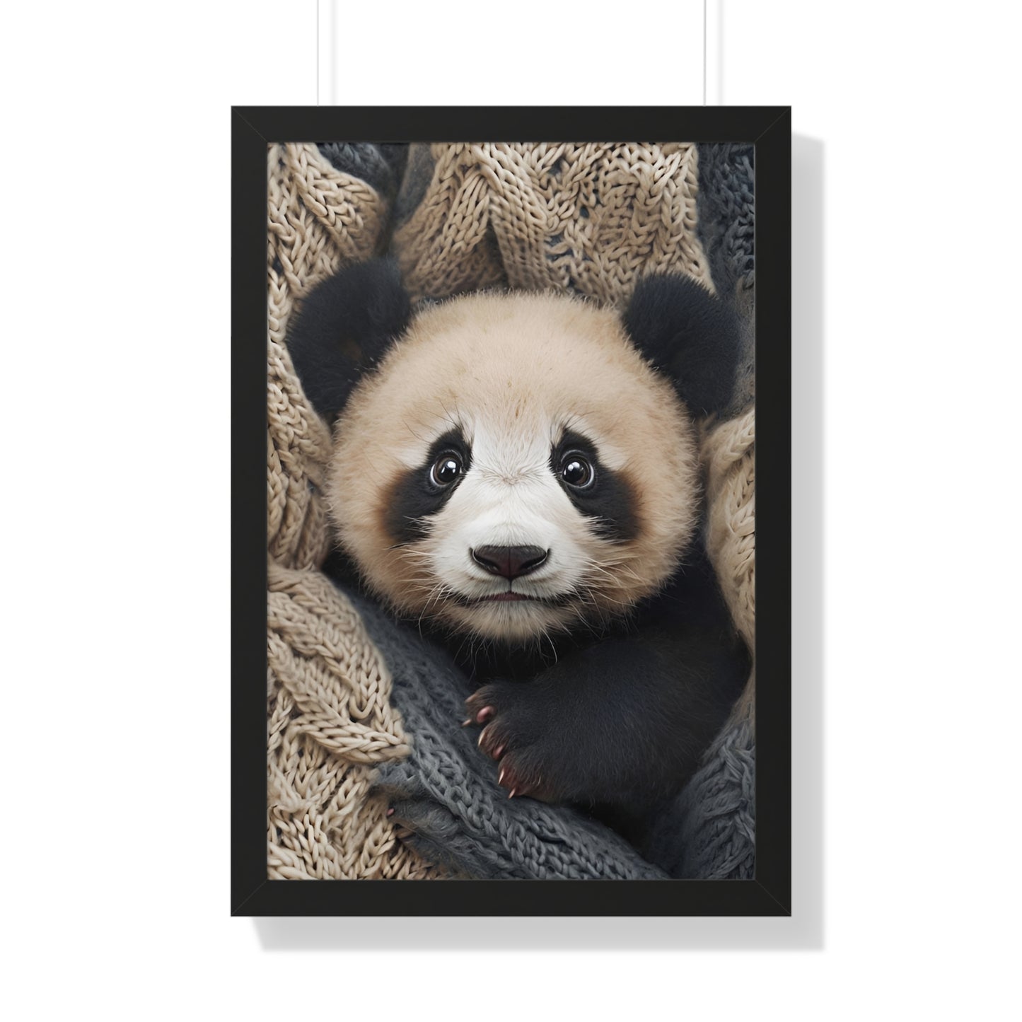 Adorable Panda Framed Vertical Poster - Cute Animal Wall Art