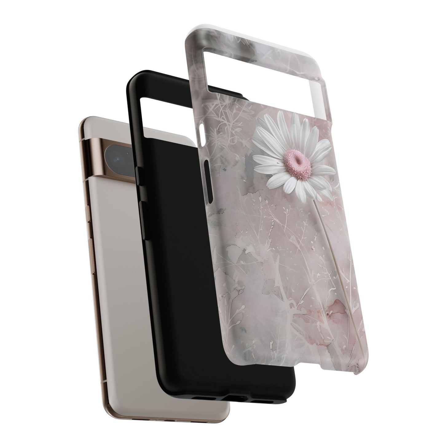 Floral Tough Phone Case - Elegant Daisy Design