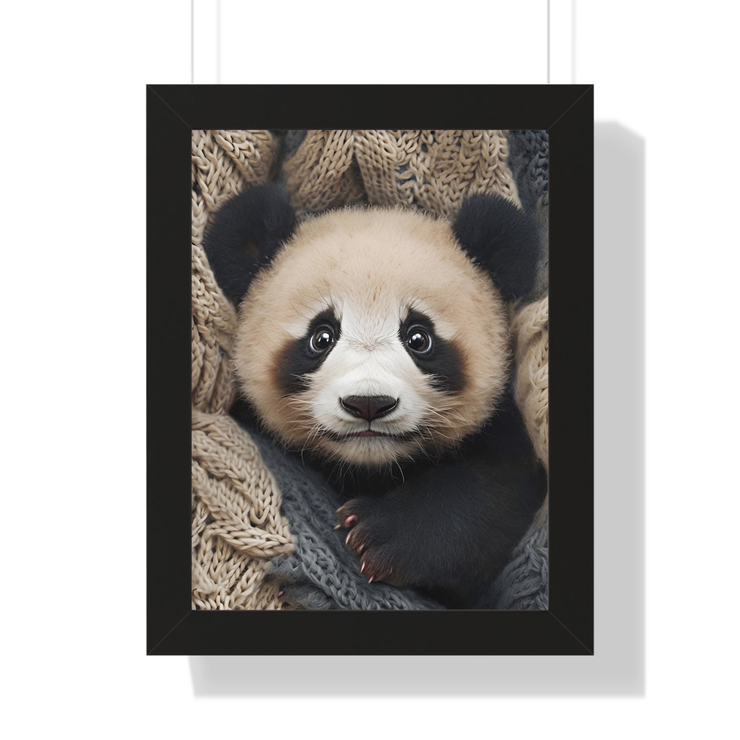 Adorable Panda Framed Vertical Poster - Cute Animal Wall Art