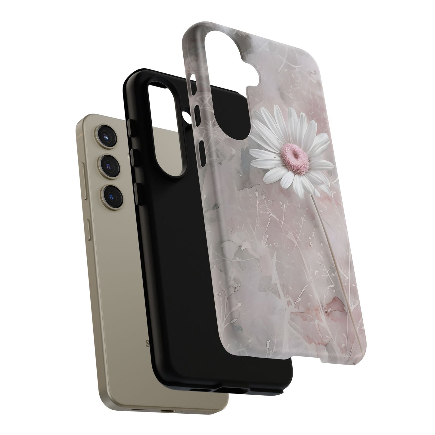Floral Tough Phone Case - Elegant Daisy Design