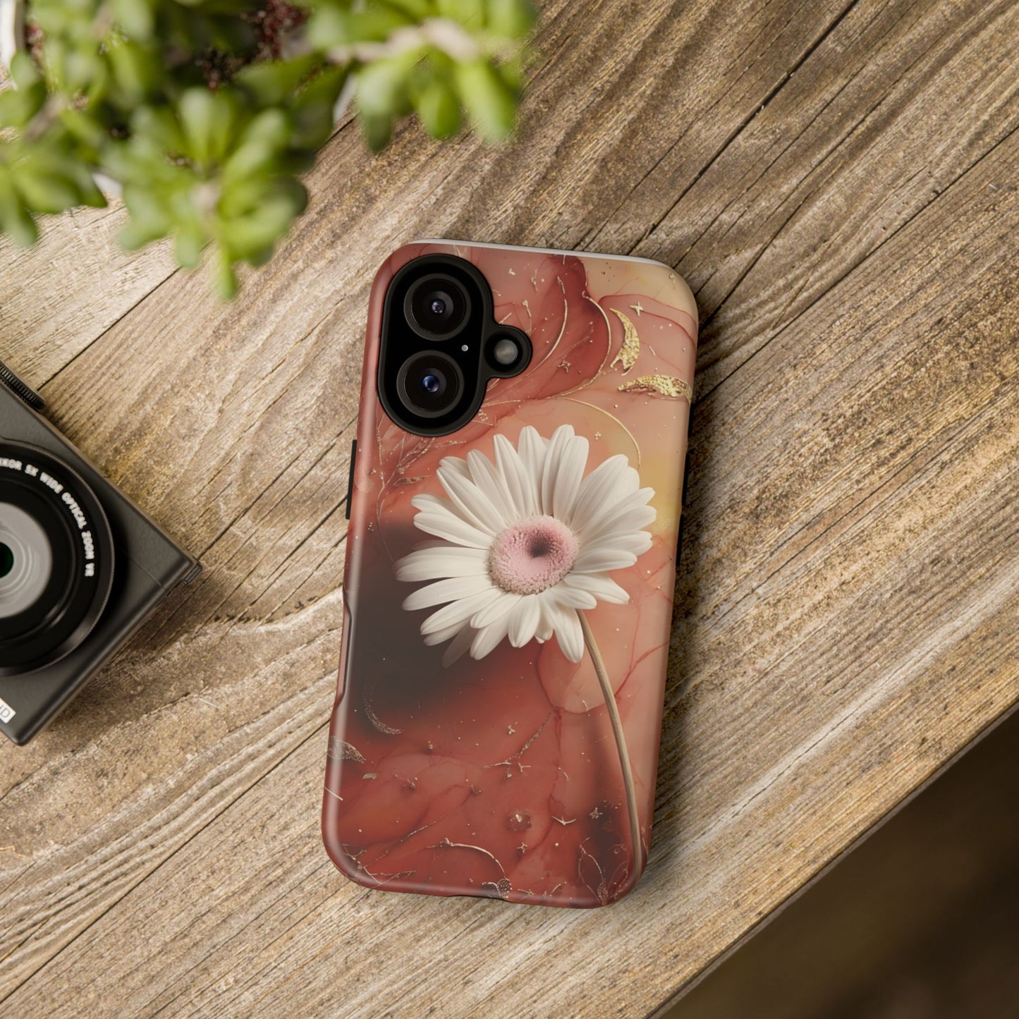 Floral Tough Phone Case - Elegant Gerbera Daisy Design