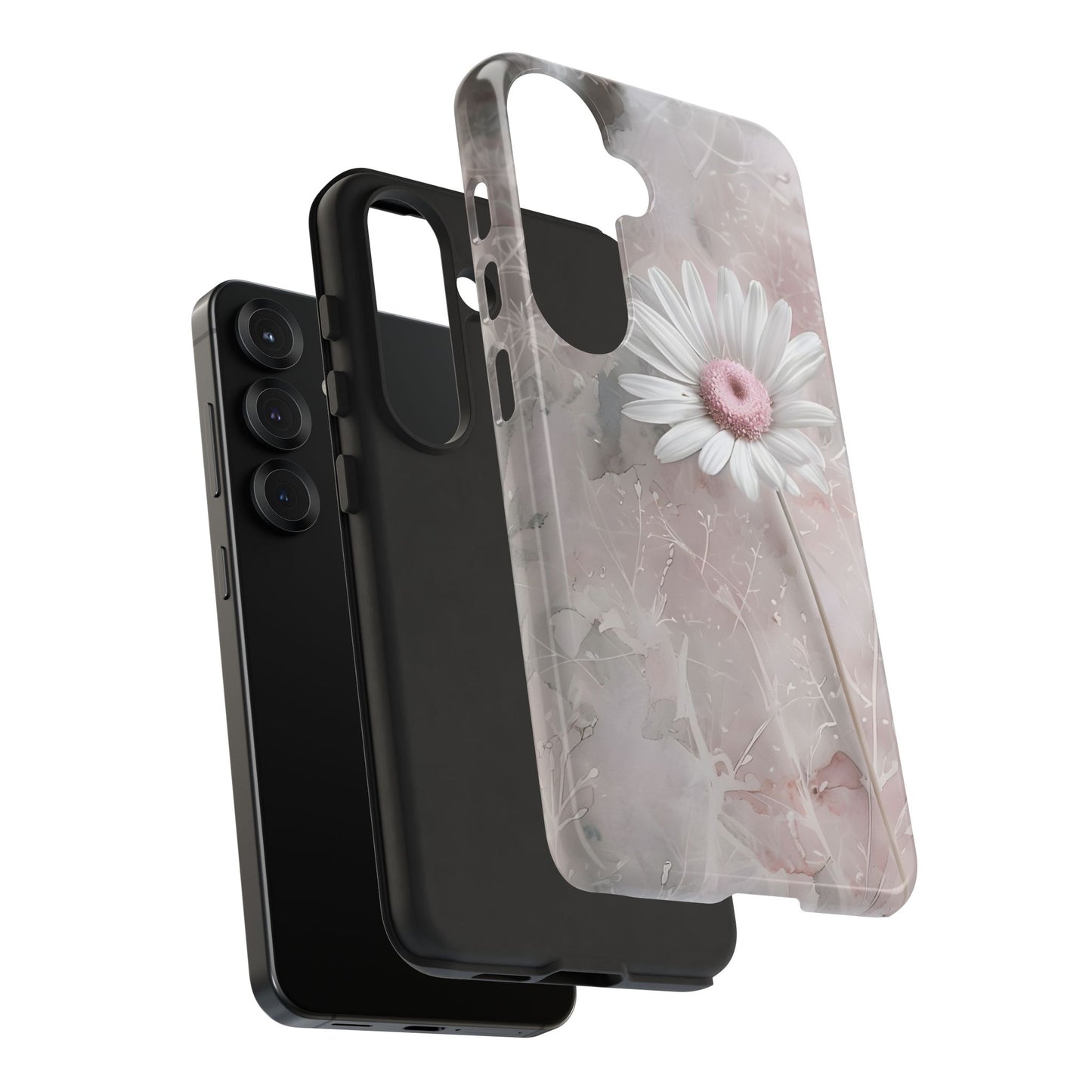 Floral Tough Phone Case - Elegant Daisy Design
