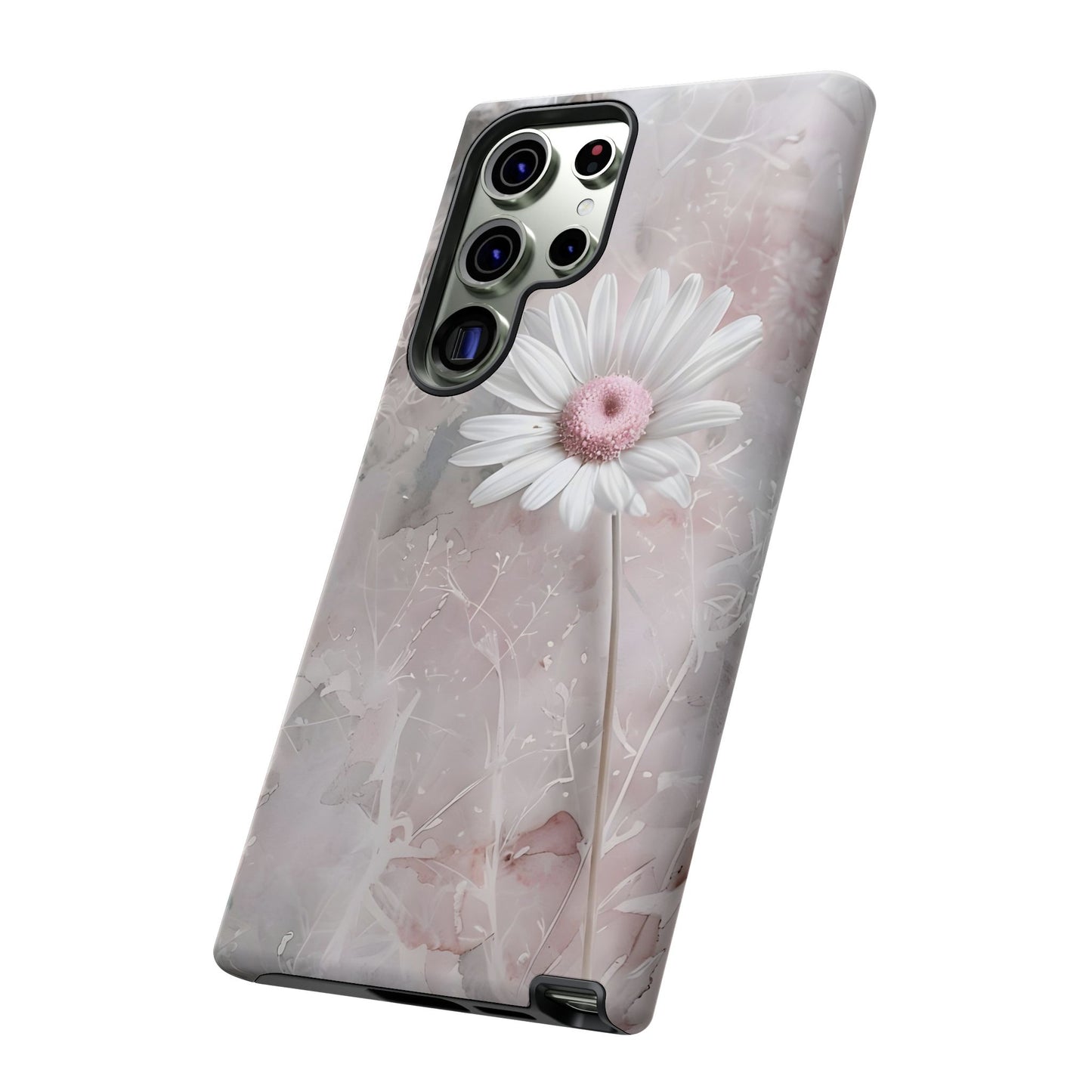 Floral Tough Phone Case - Elegant Daisy Design