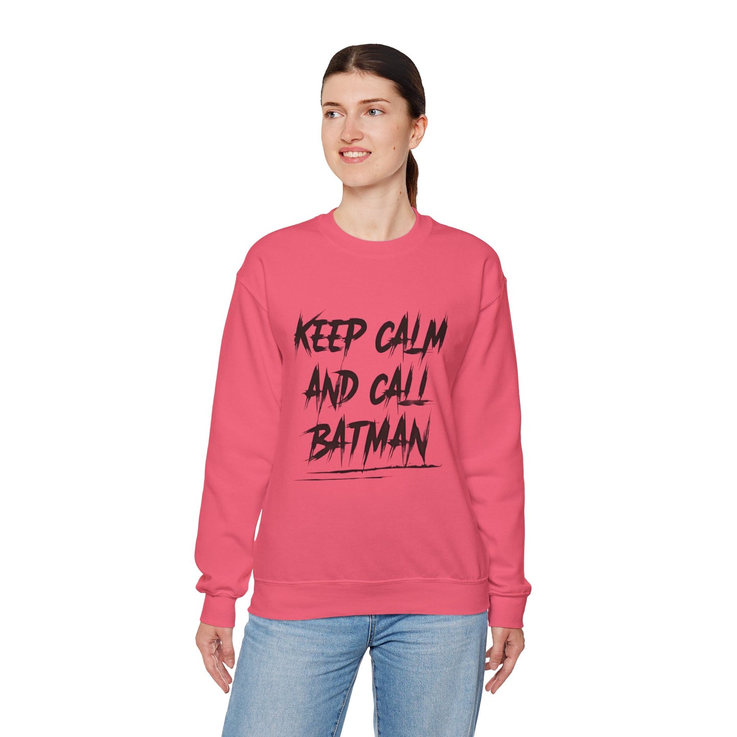 Funny Sweatshirt - Keep Calm and Call Batman - Unisex Heavy Blend Crewneck