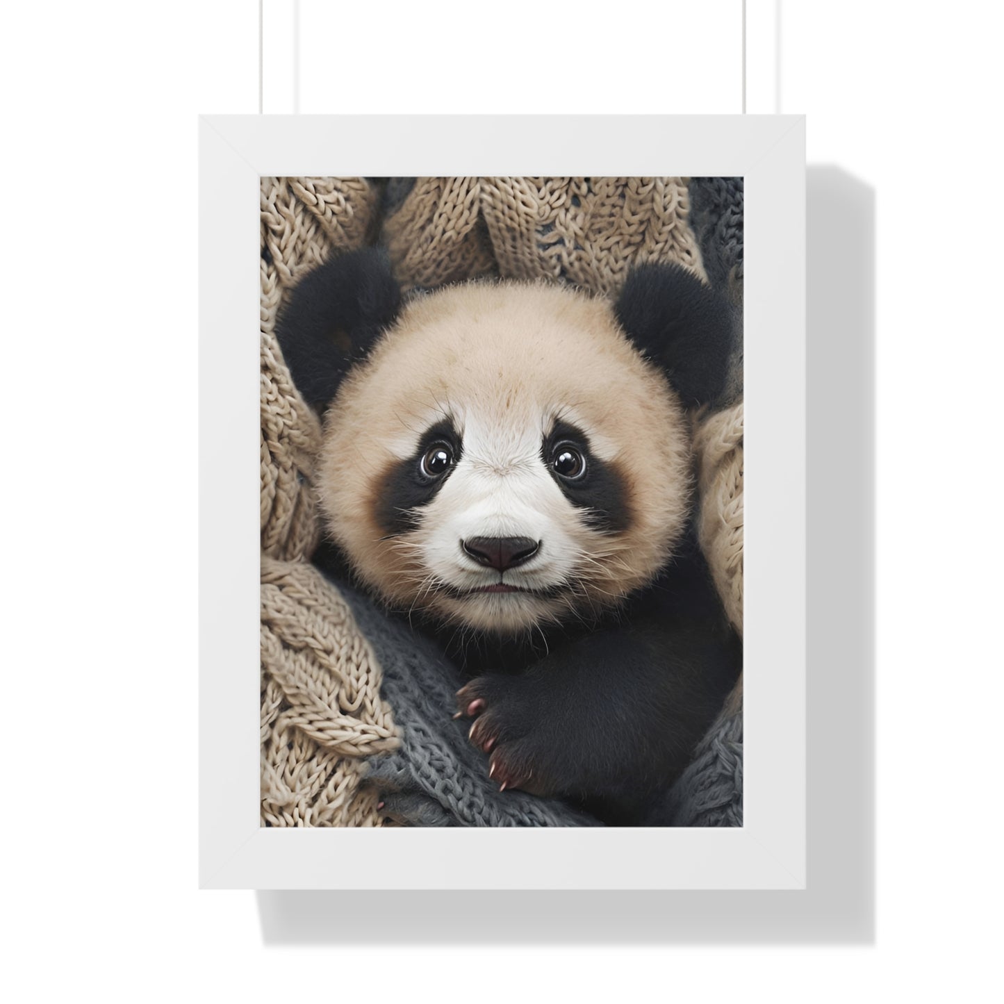 Adorable Panda Framed Vertical Poster - Cute Animal Wall Art