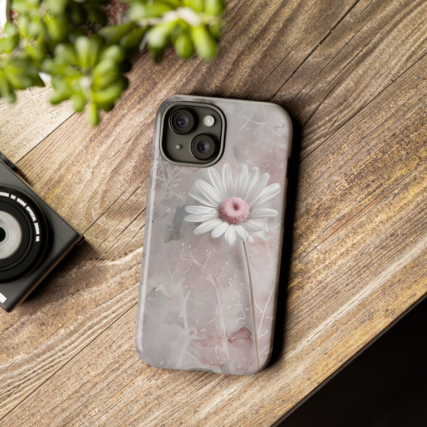 Floral Tough Phone Case - Elegant Daisy Design