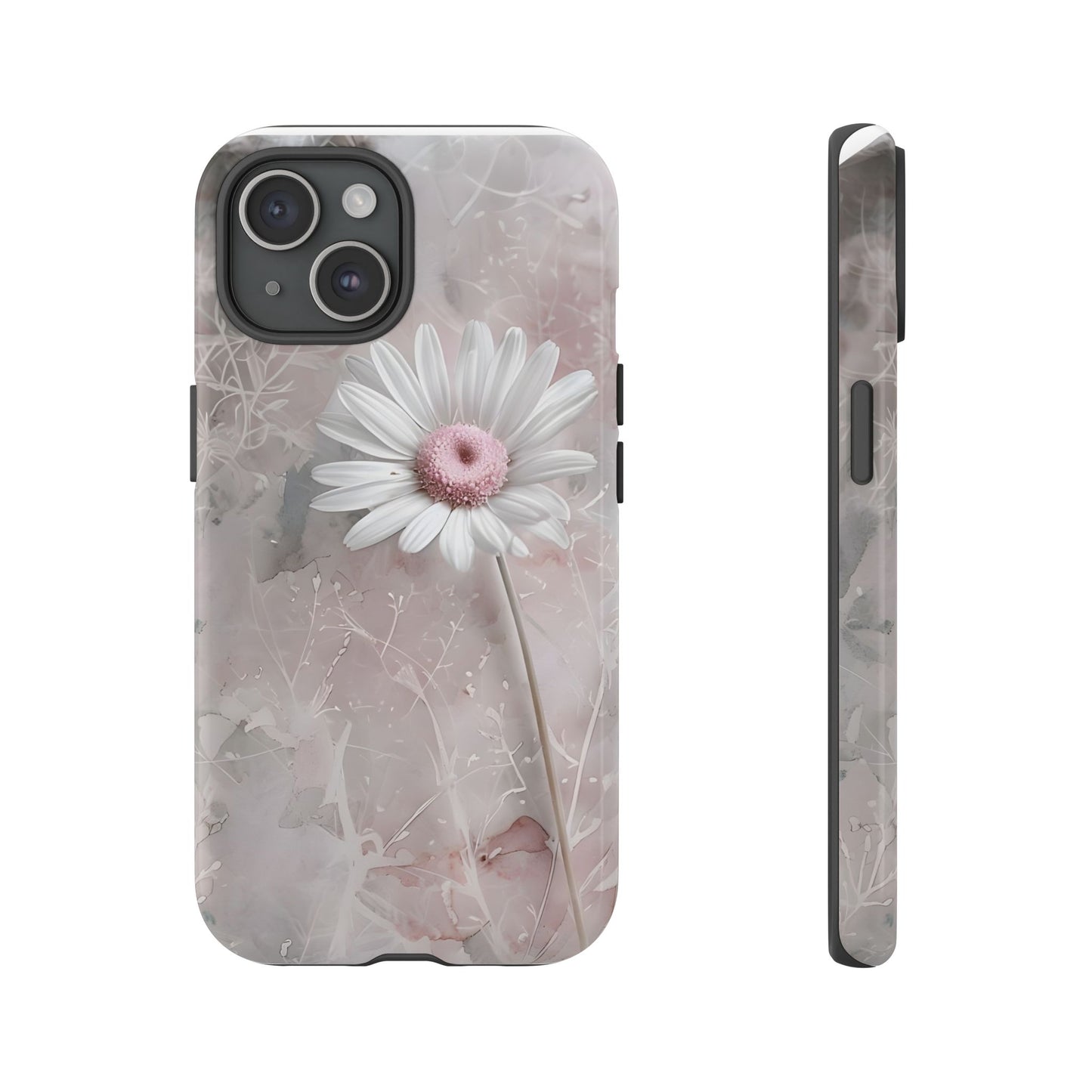 Floral Tough Phone Case - Elegant Daisy Design
