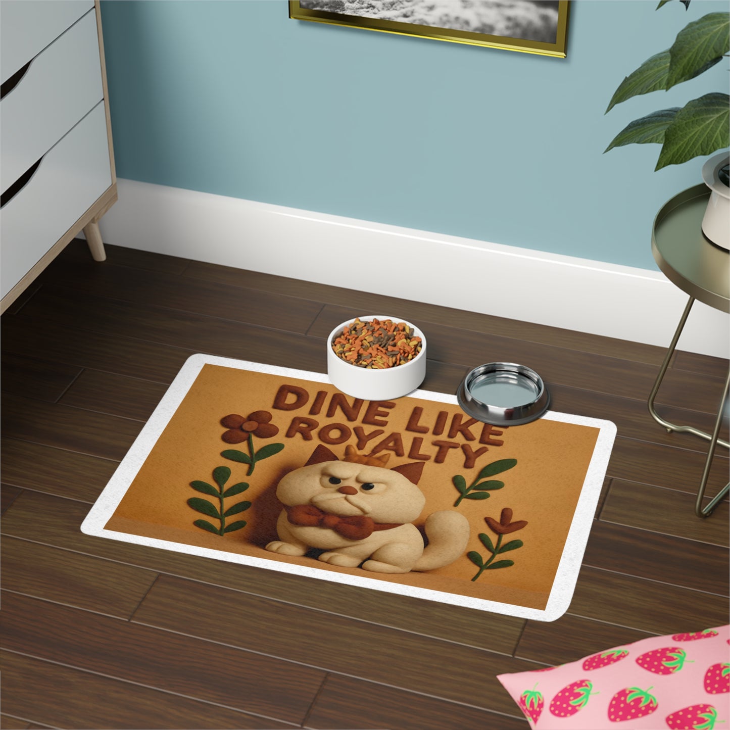 Pet Food Mat - Dine Like Royalty Design (12x18)