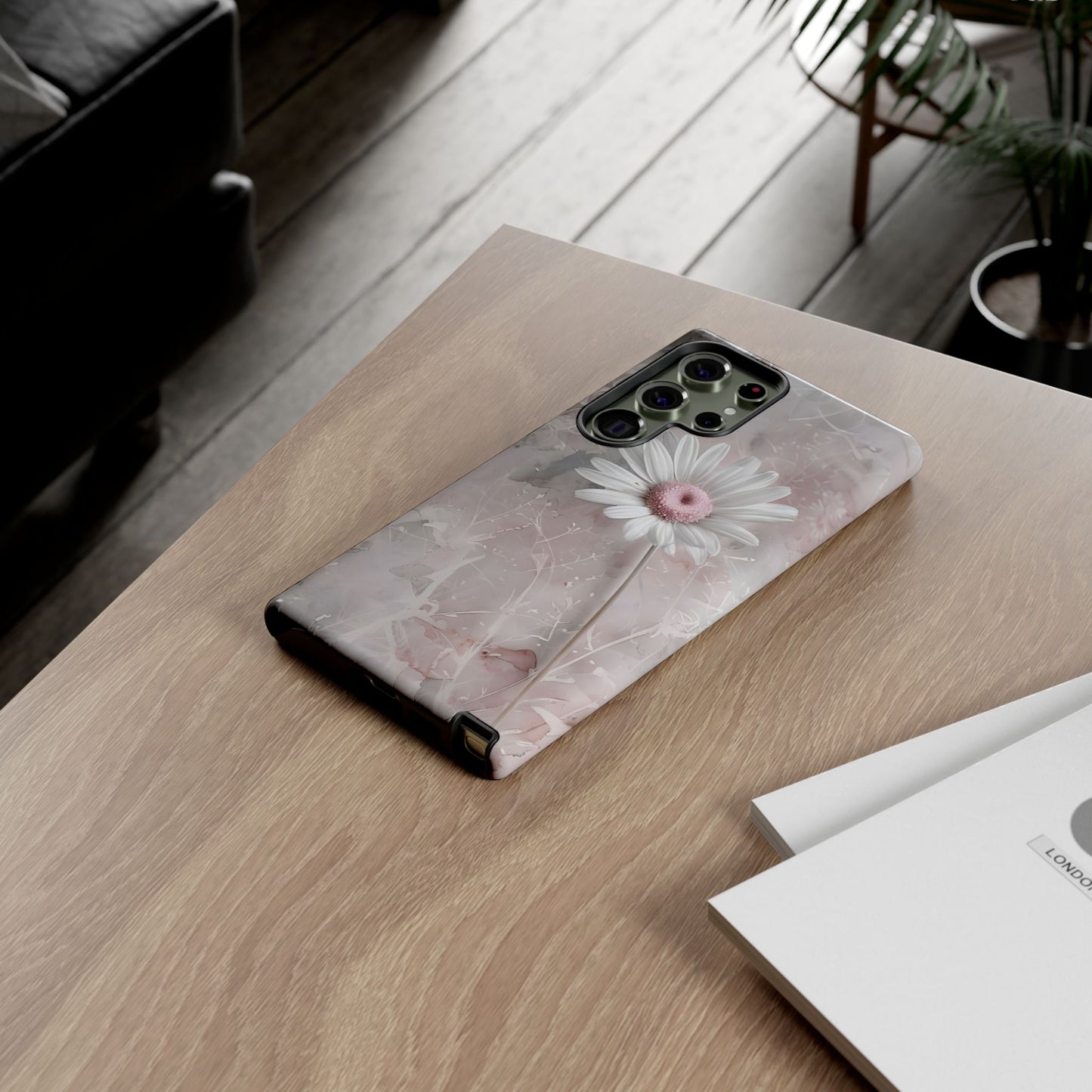 Floral Tough Phone Case - Elegant Daisy Design