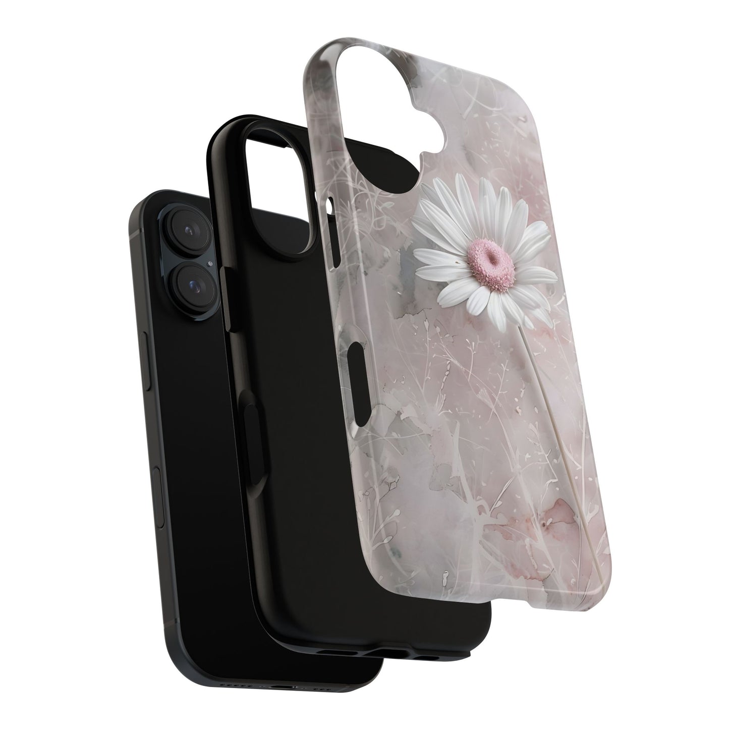 Floral Tough Phone Case - Elegant Daisy Design
