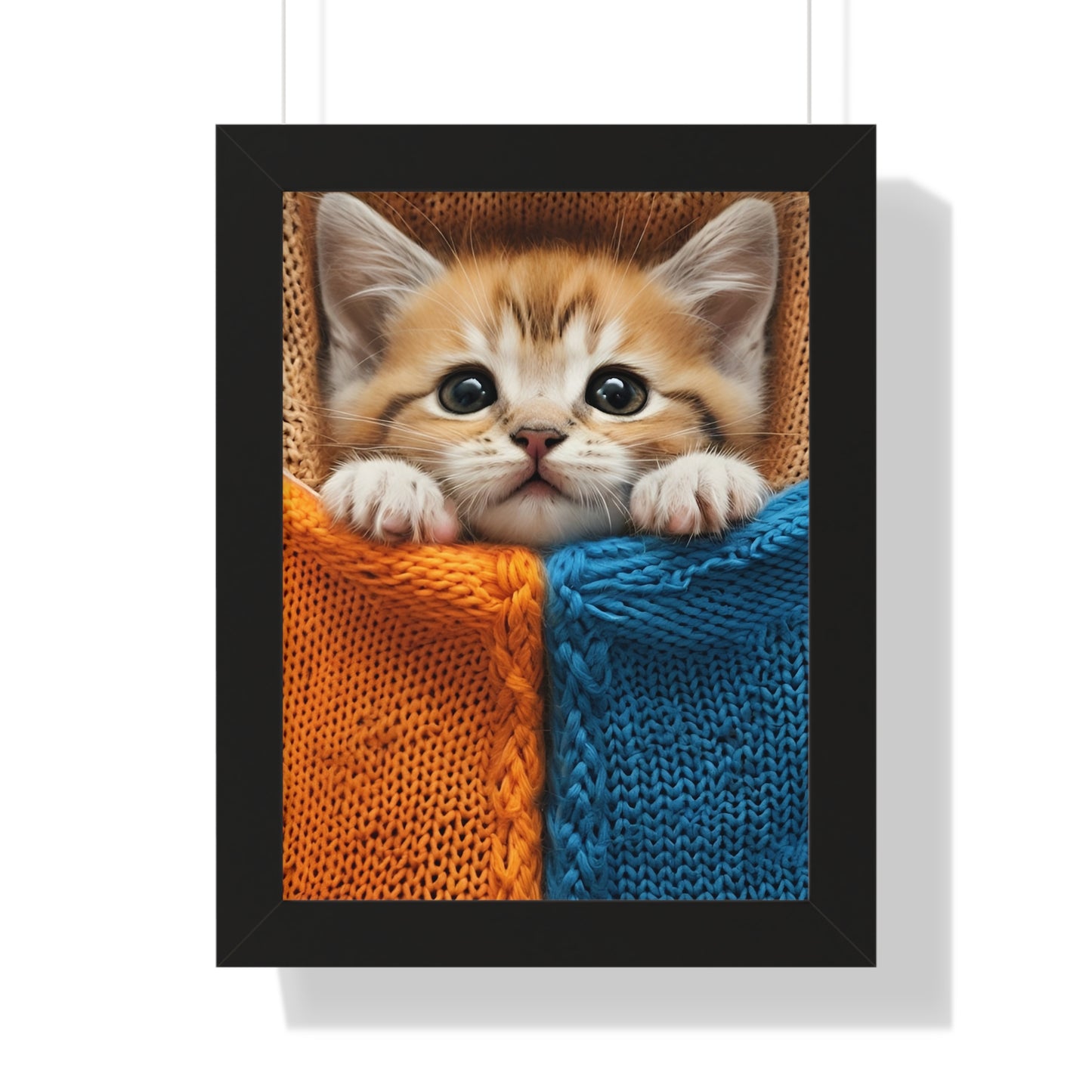 Adorable Cat Framed Vertical Poster - Cute Animal Wall Art