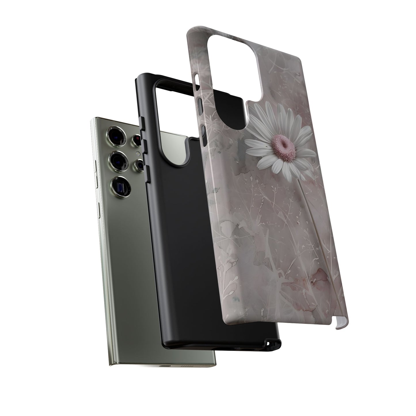 Floral Tough Phone Case - Elegant Daisy Design
