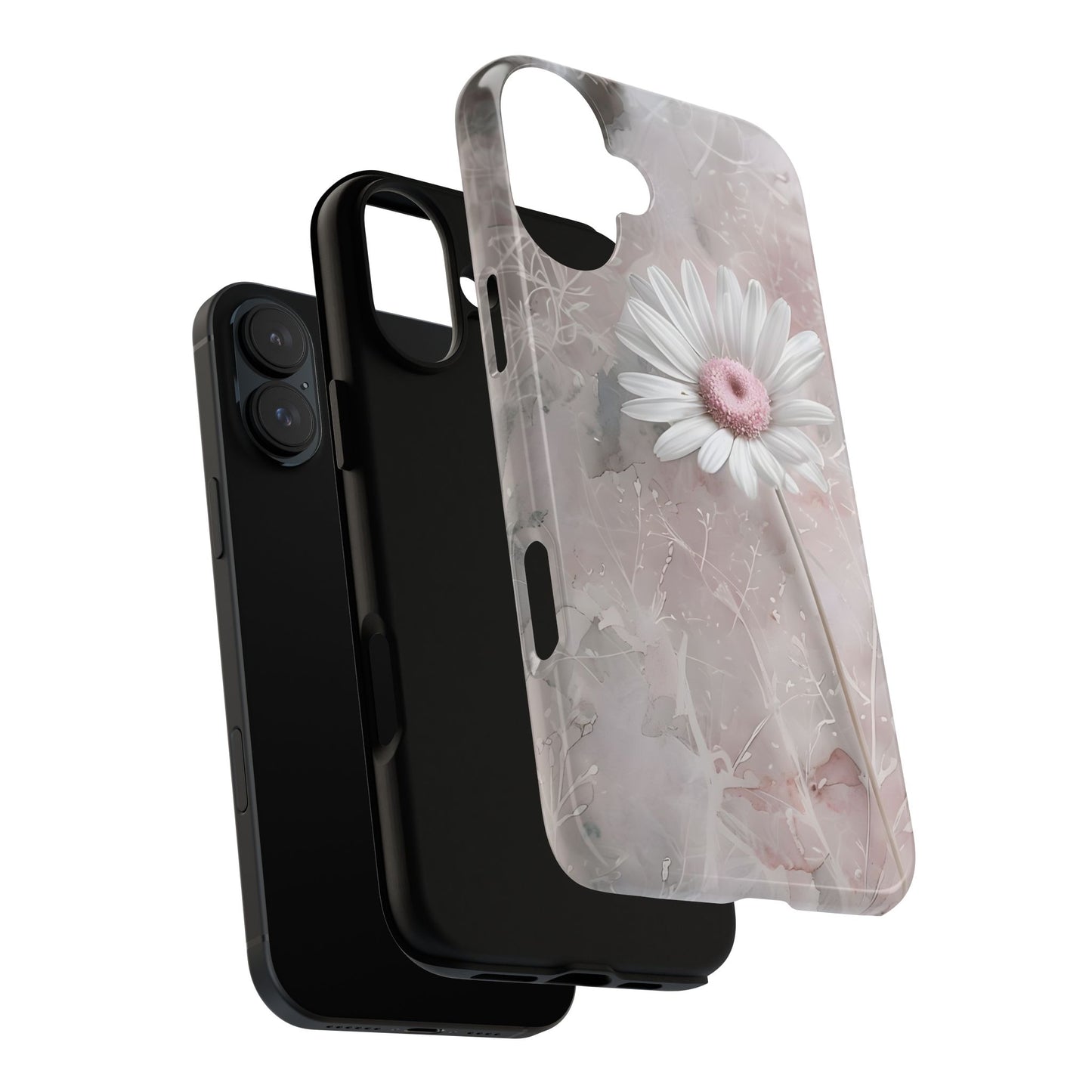 Floral Tough Phone Case - Elegant Daisy Design