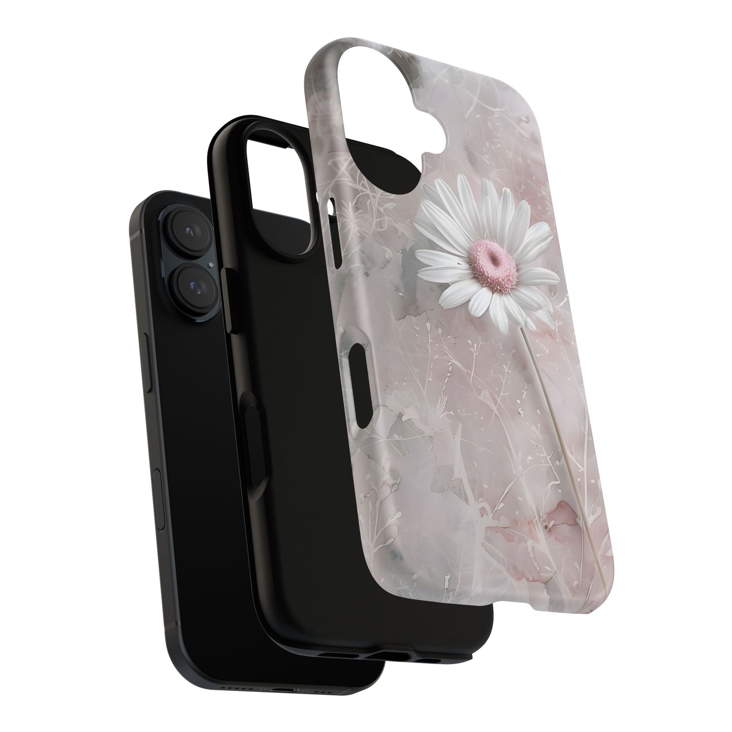 Floral Tough Phone Case - Elegant Daisy Design