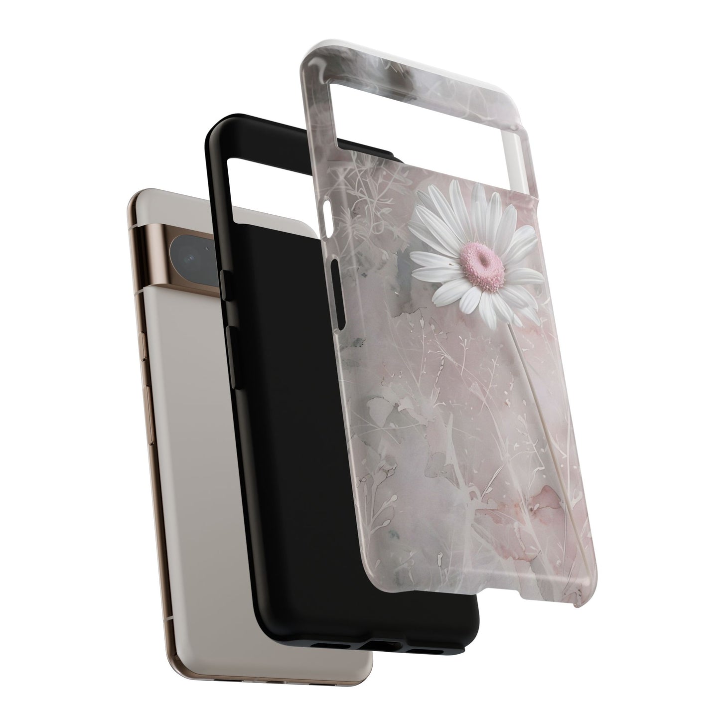 Floral Tough Phone Case - Elegant Daisy Design