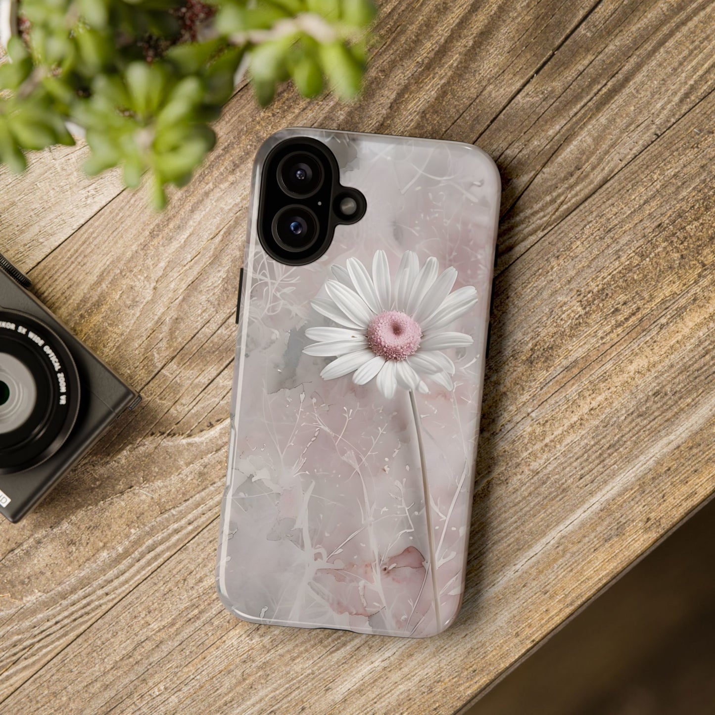 Floral Tough Phone Case - Elegant Daisy Design
