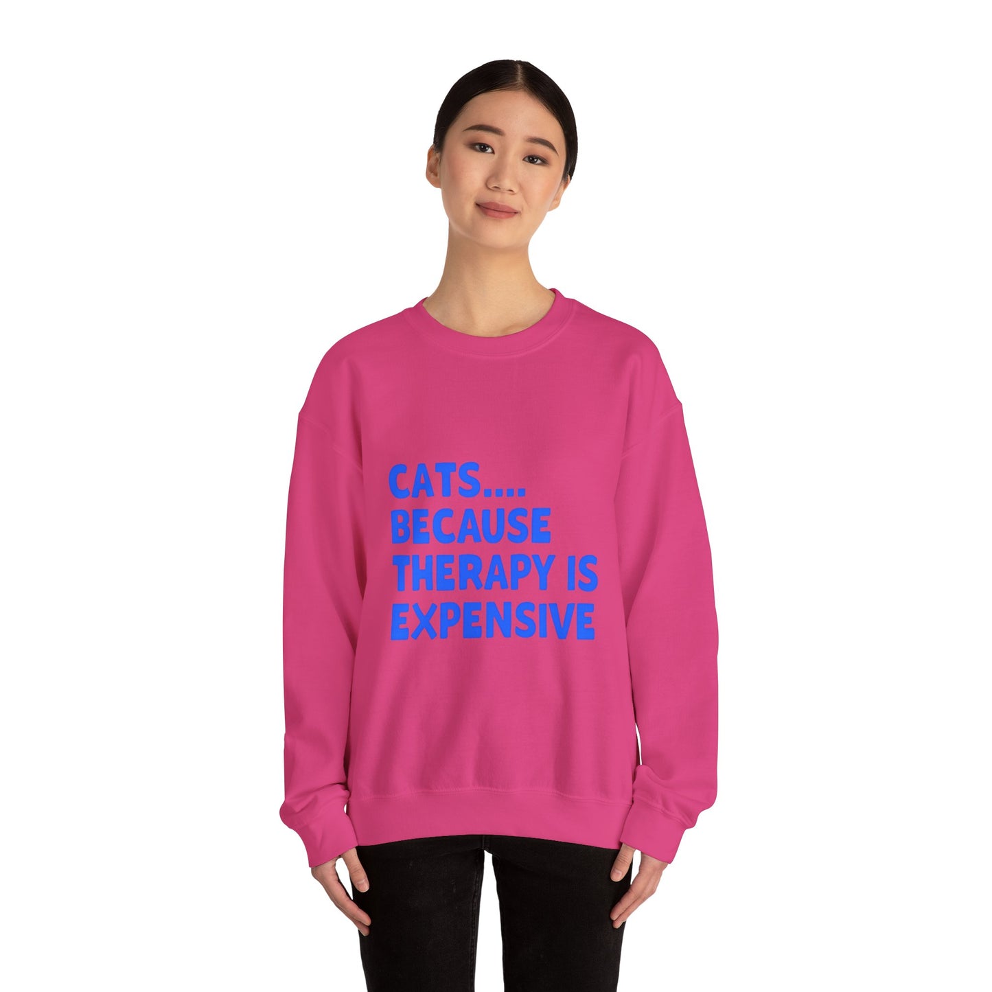 Cat Lover Crewneck Sweatshirt - Cats.... Because Therapy is Expensive