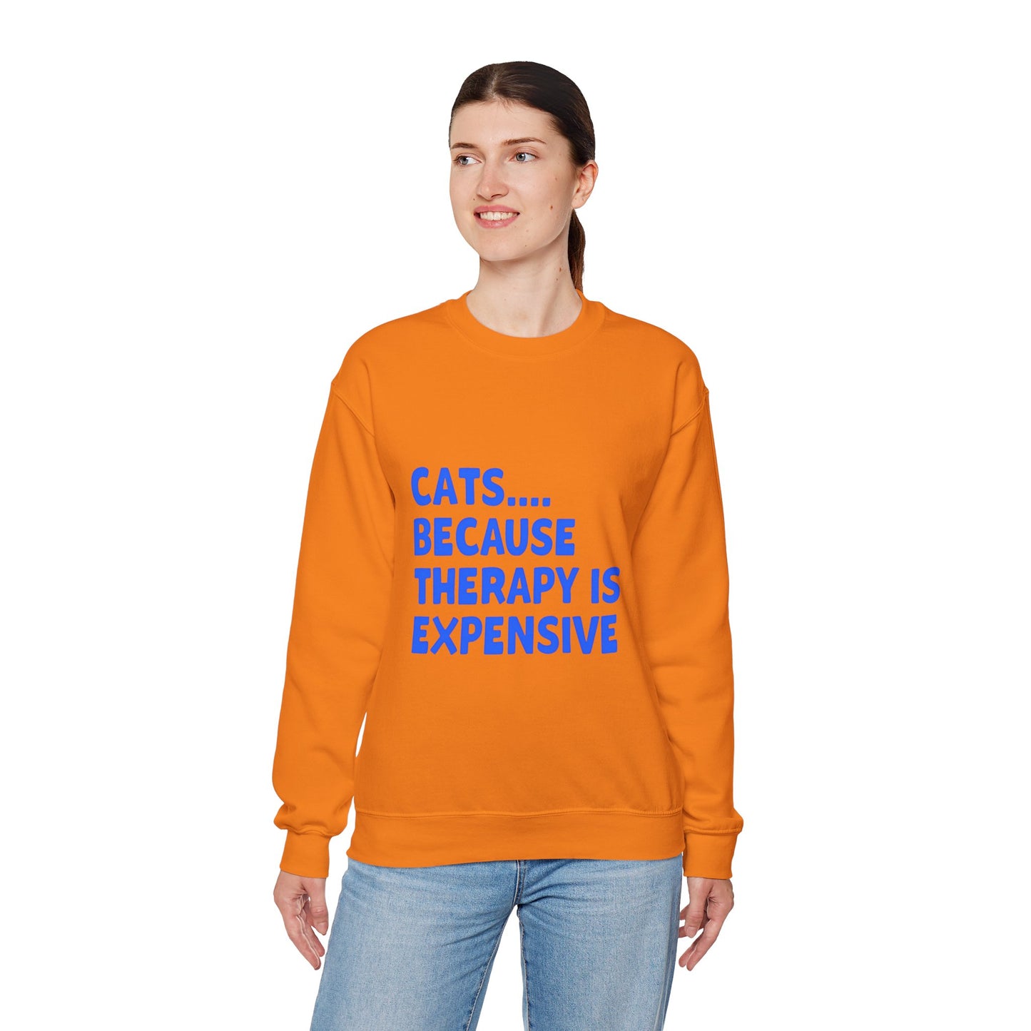 Cat Lover Crewneck Sweatshirt - Cats.... Because Therapy is Expensive