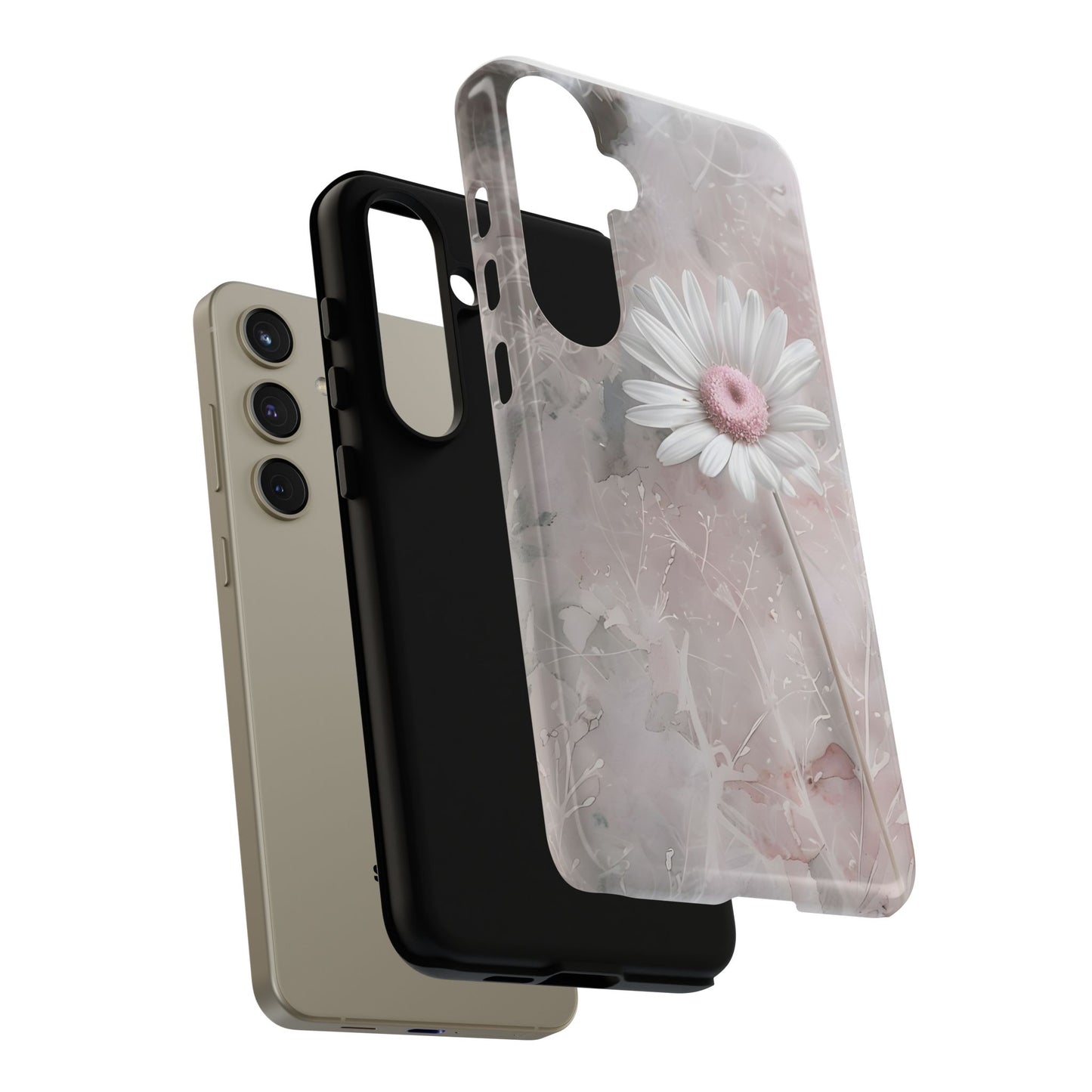 Floral Tough Phone Case - Elegant Daisy Design