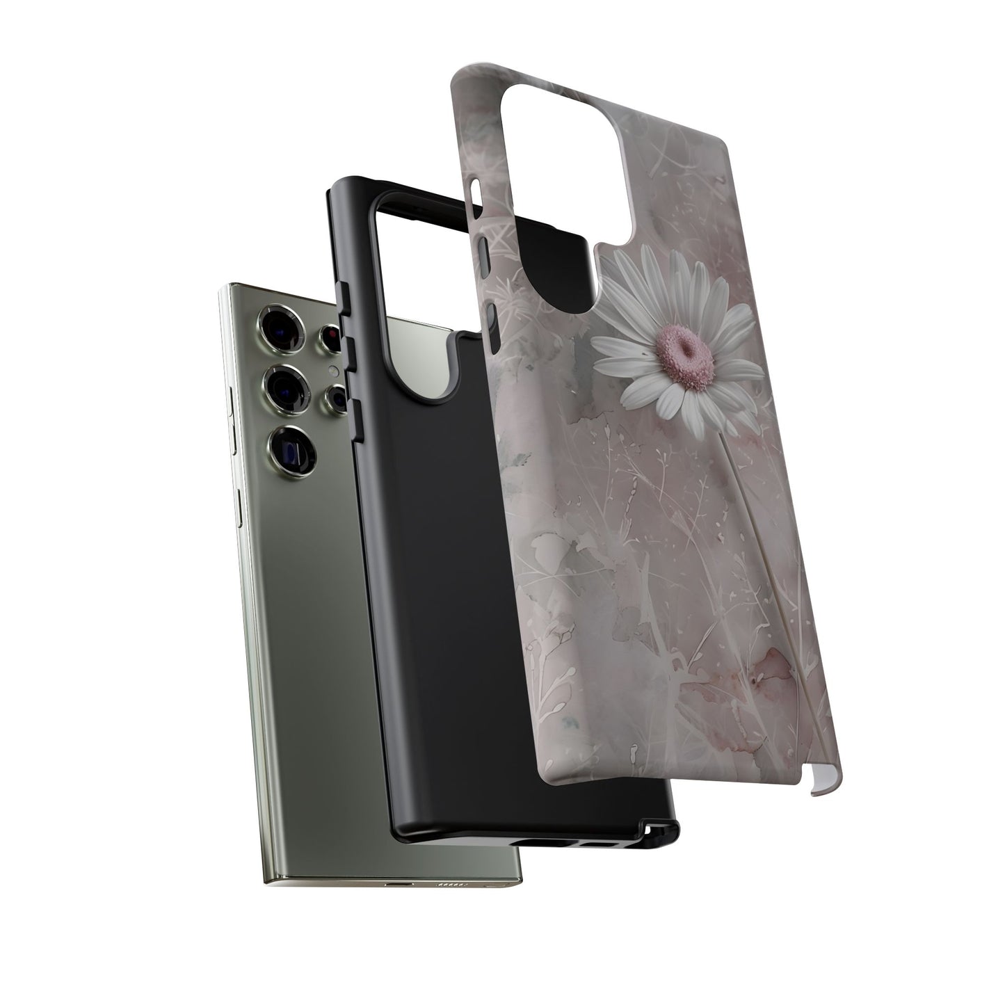 Floral Tough Phone Case - Elegant Daisy Design