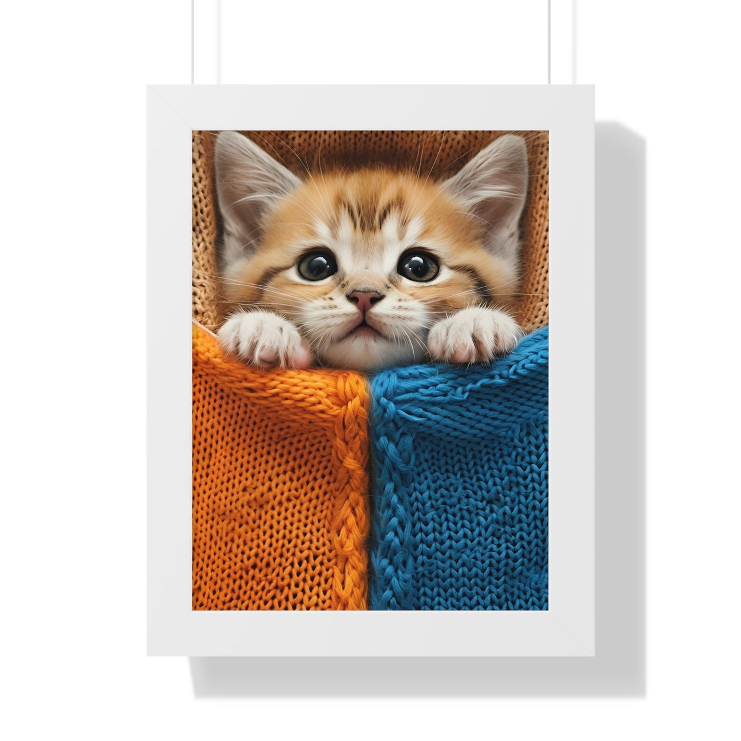 Adorable Cat Framed Vertical Poster - Cute Animal Wall Art