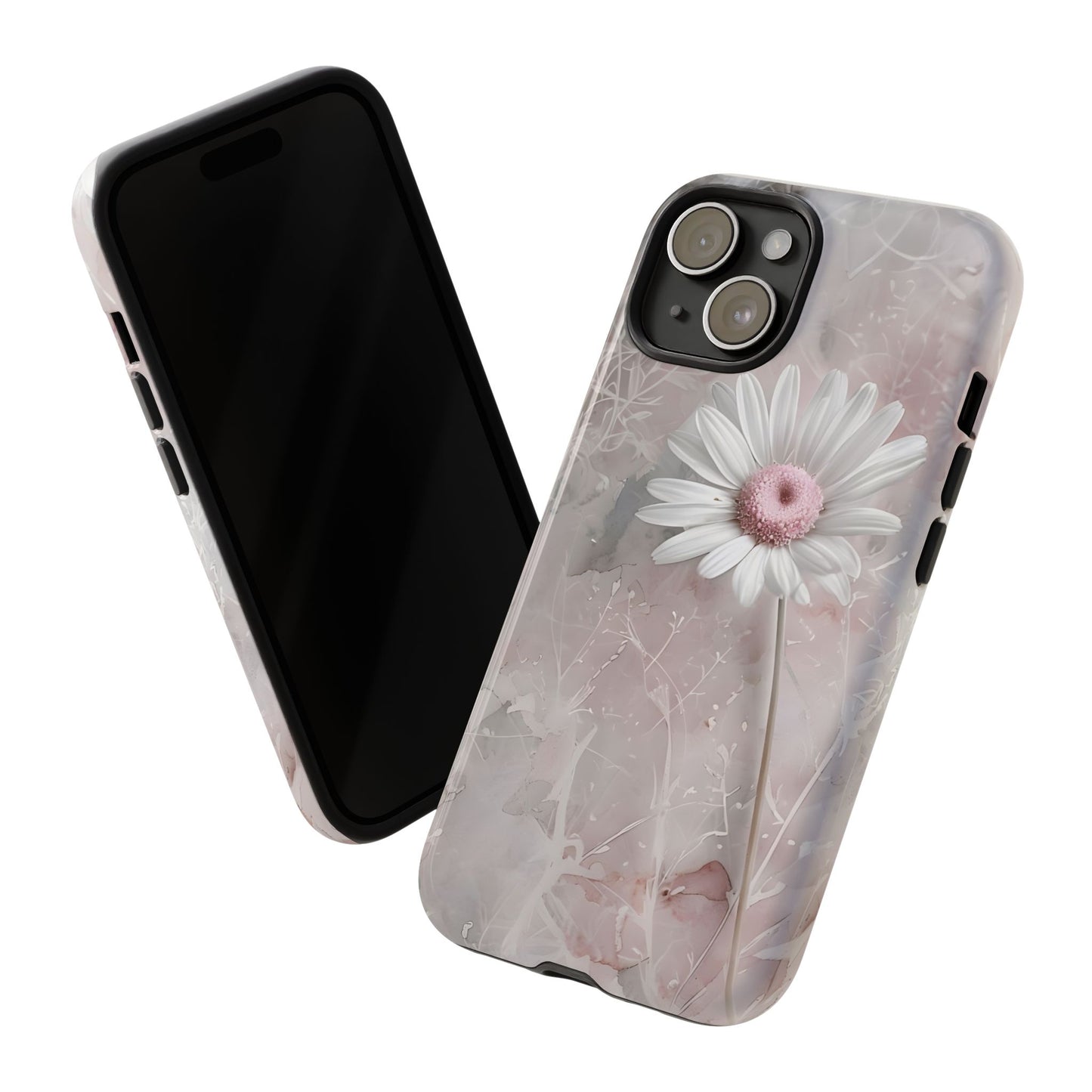 Floral Tough Phone Case - Elegant Daisy Design