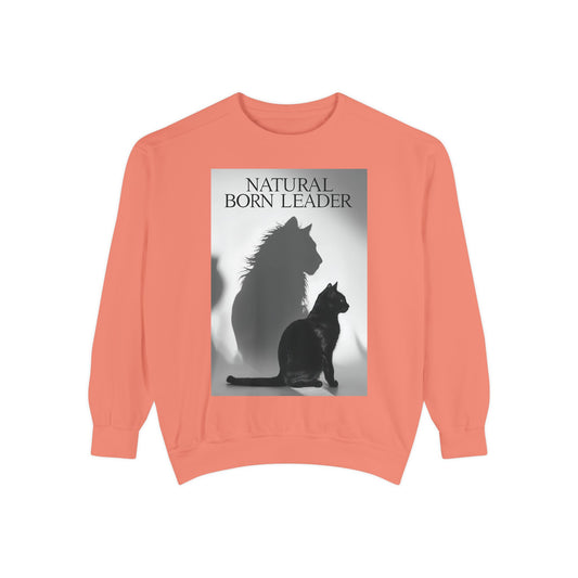 Inspirational Sweatshirt - Natural Born Leader Cat - For Cat Lovers