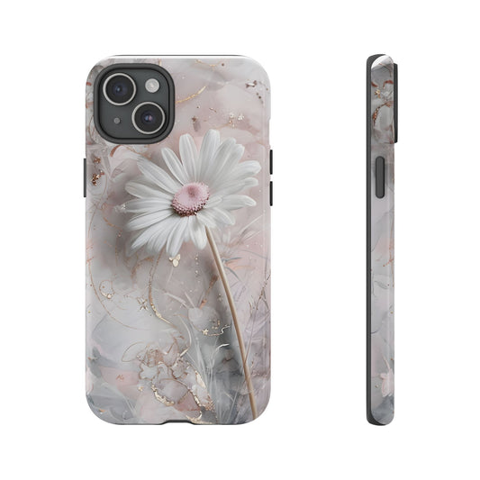 Floral Tough Phone Case - Elegant Daisy Design