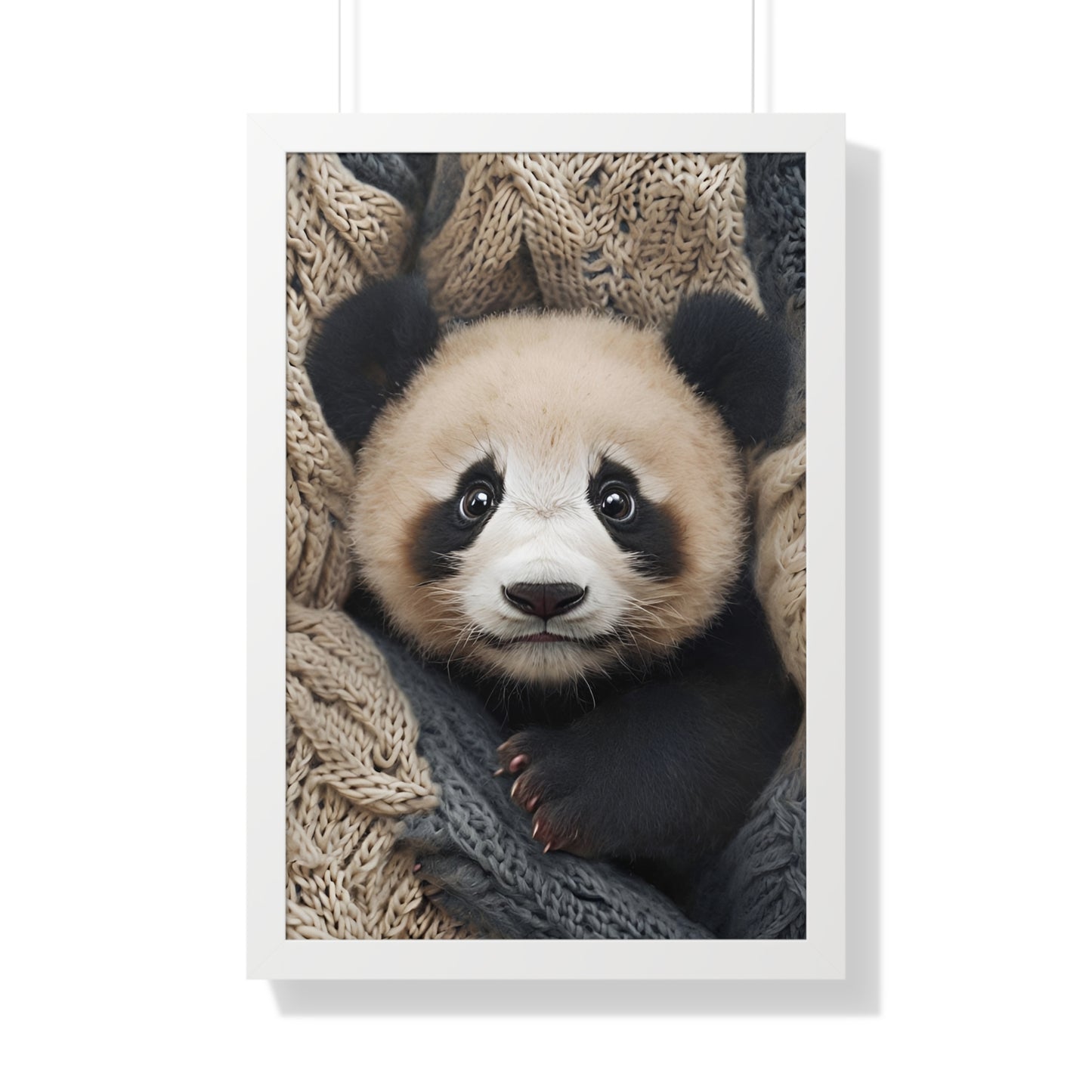 Adorable Panda Framed Vertical Poster - Cute Animal Wall Art