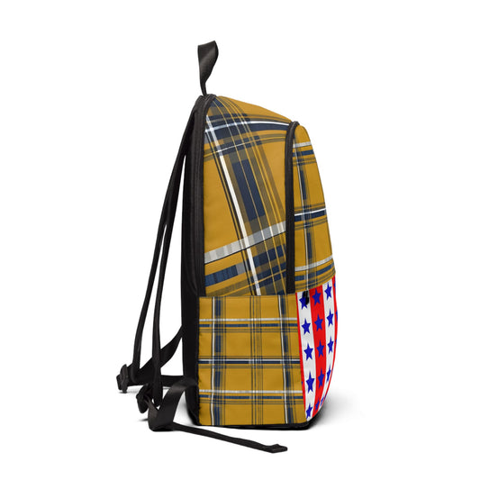 Stylish Plaid Fabric & Stars Design Backpack for School & Work & Travel