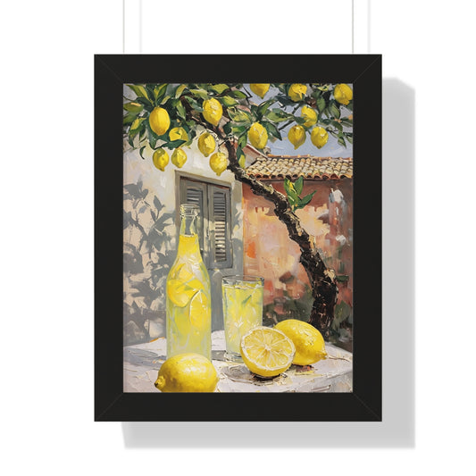 Lemonade Art Framed Vertical Poster - Refreshing Lemon Themed Wall Decor