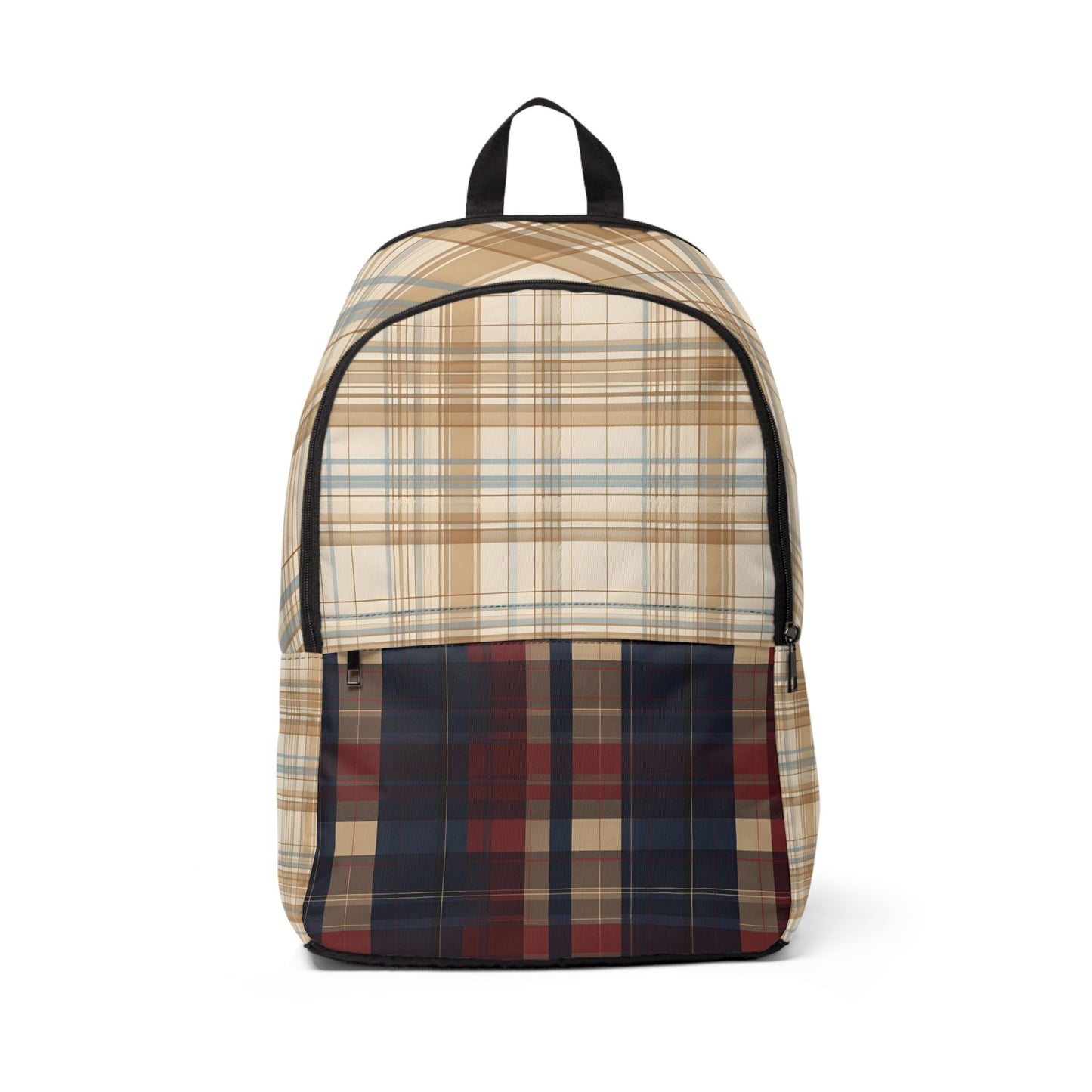 Stylish Plaid Fabric Backpack for School & Work & Travel