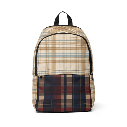 Stylish Plaid Fabric Backpack for School & Work & Travel