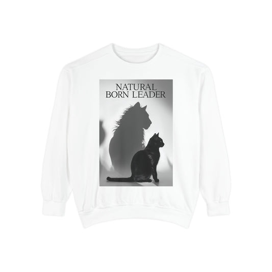 Inspirational Sweatshirt - Natural Born Leader Cat - For Cat Lovers