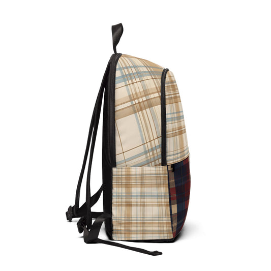 Stylish Plaid Fabric Backpack for School & Work & Travel