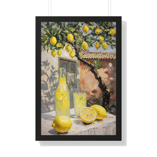 Lemonade Art Framed Vertical Poster - Refreshing Lemon Themed Wall Decor
