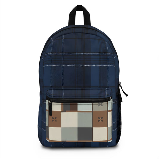 Stylish Plaid Fabric Backpack for School & Work & Travel