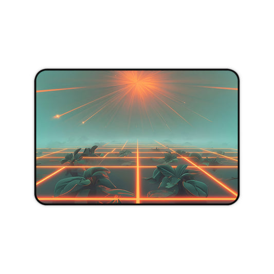 Futuristic Desk Mat with Neon Grid Design – Artistic Desk Accessory for Home Office